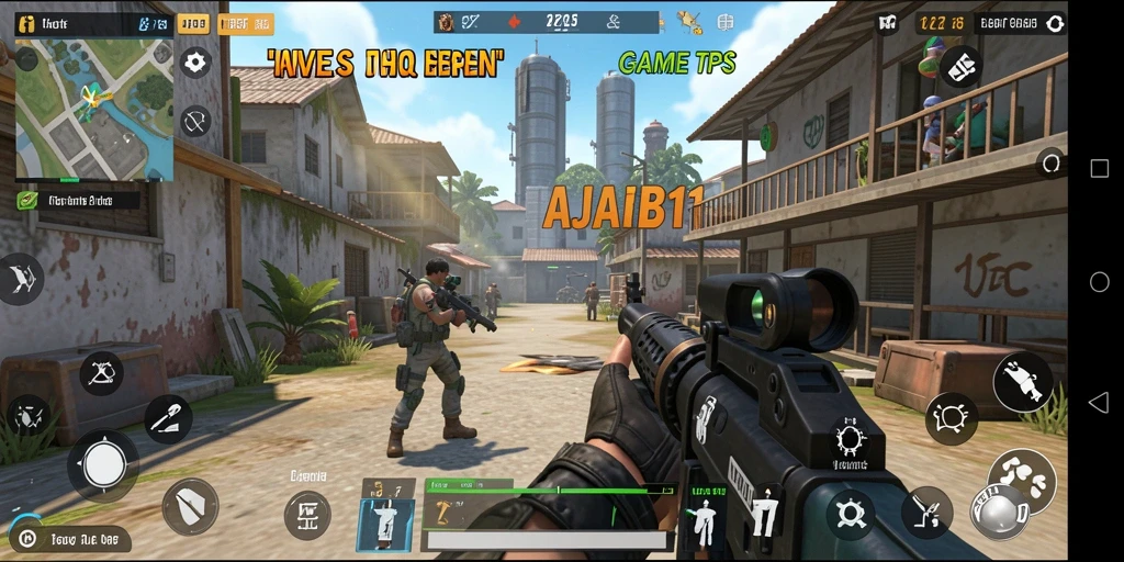 Screenshot utama AJAIB11 menampilkan aksi tembak-menembak yang mendebarkan.
