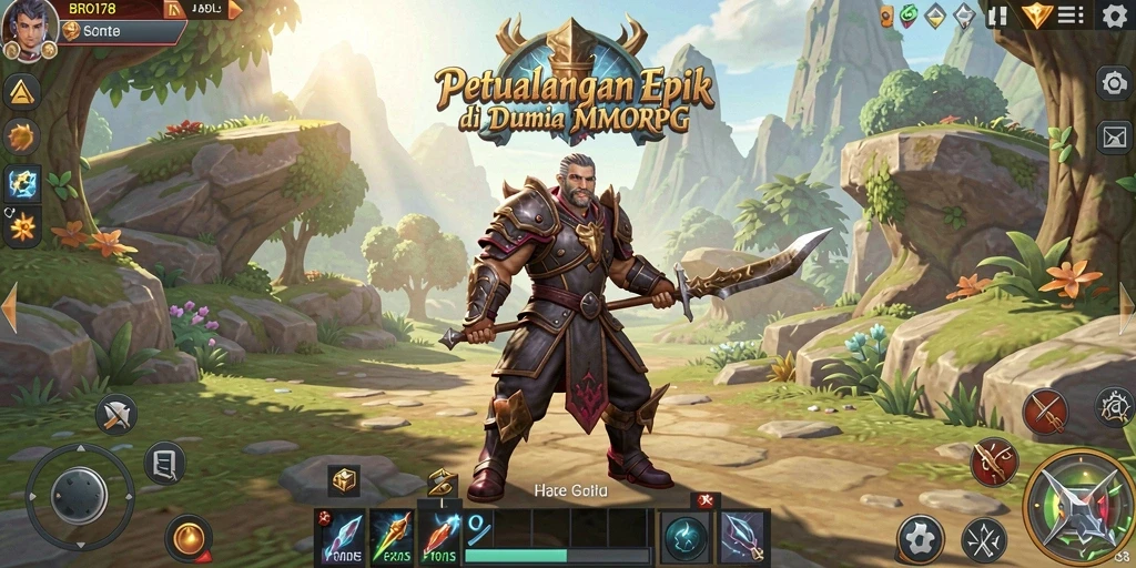 Tampilan gameplay BRO178 yang menakjubkan dengan aksi MMORPG yang seru.