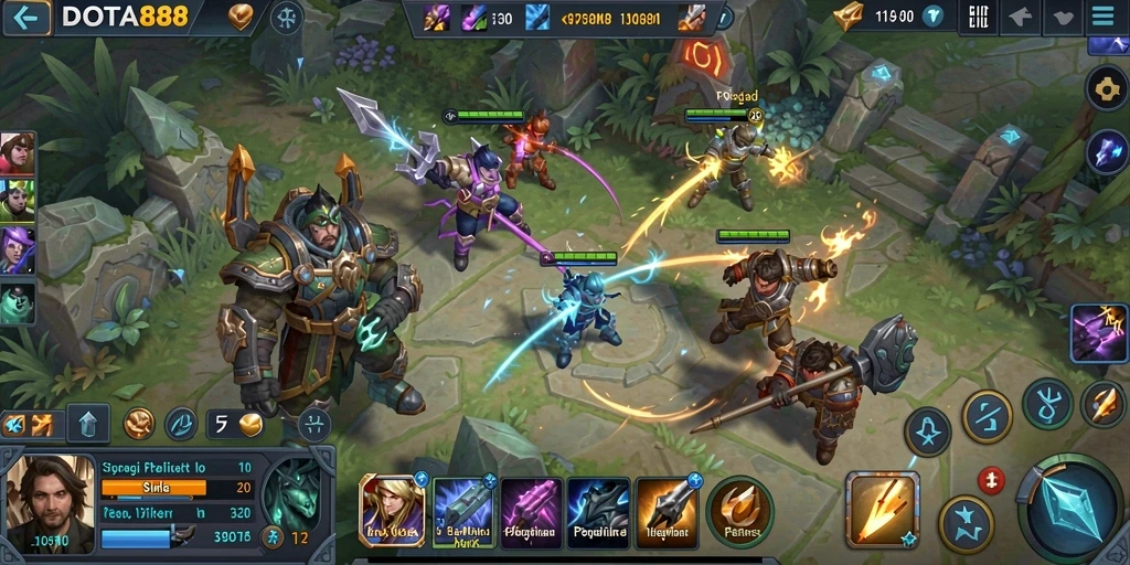 Menampilkan aksi gameplay DOTA88 dalam pertempuran Strategy.