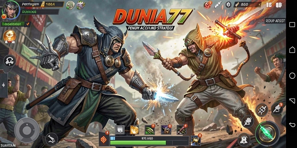 Screenshot gameplay DUNIA77 dengan efek visual menakjubkan.