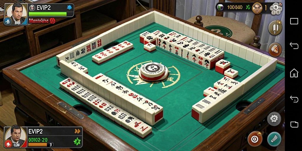 Screenshot EVIP2 menunjukkan gameplay Mahjong yang menantang dan menarik.