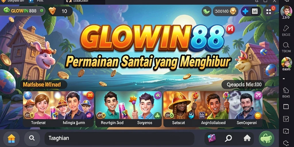 Tampilan gameplay GLOWIN88 yang penuh warna dan menyenangkan.