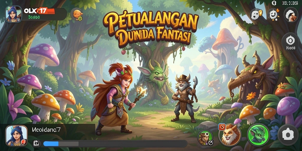 Tangkapan layar OLX17 menampilkan karakter berpetualang di dunia fantasi yang luas.