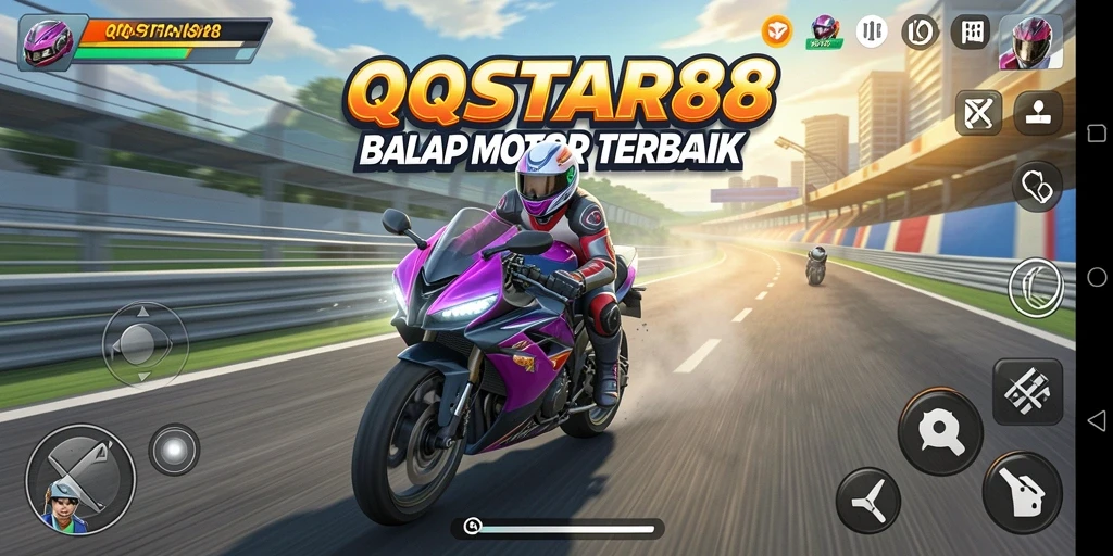 Gameplay QQSTAR88 yang seru dalam balapan motor.