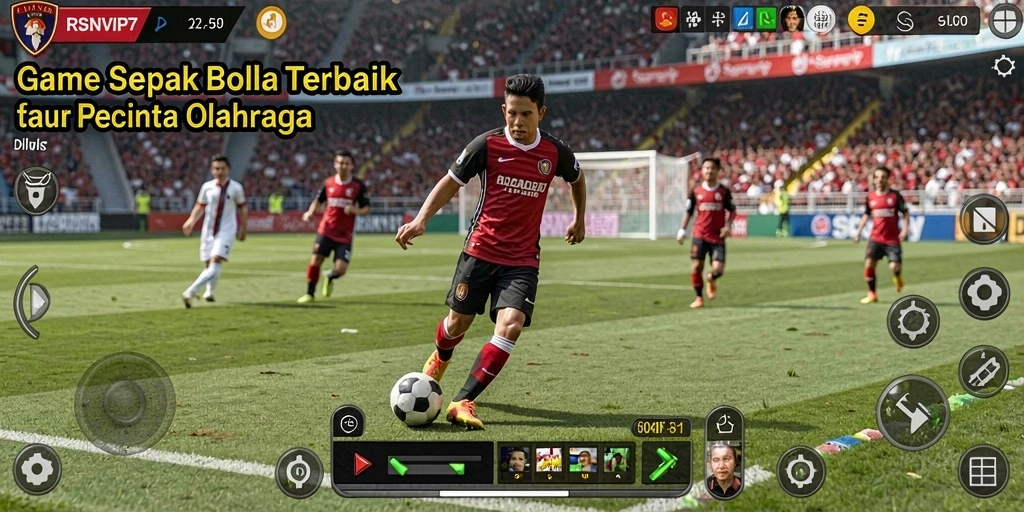 Screenshot gameplay RSNVIP7 dengan aksi sepak bola yang seru.