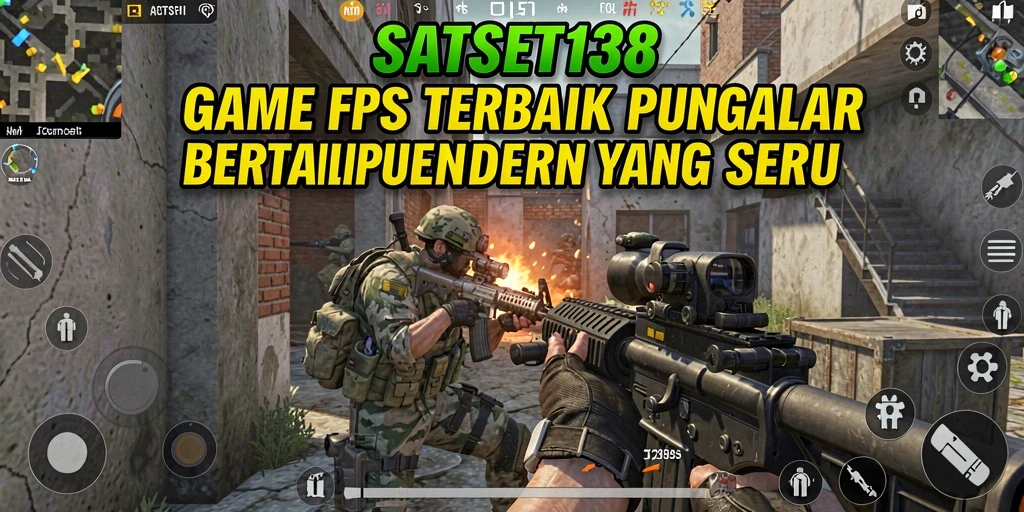 Screenshot utama menunjukkan aksi intens gameplay FPS di SATSET138.