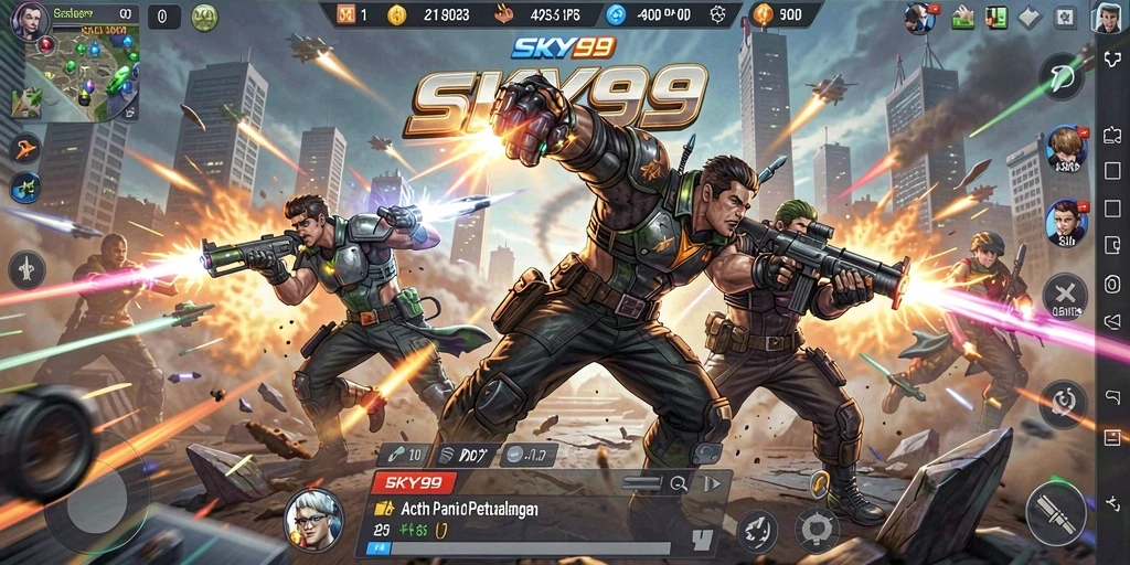 Tampilan gameplay intens dan penuh aksi di SKY99.