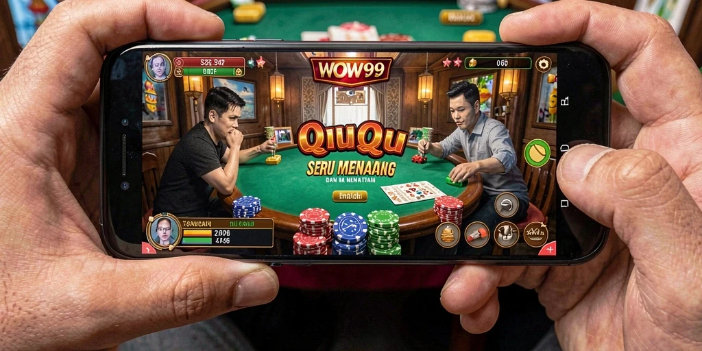 Screenshot gameplay WOW99 menunjukkan suasana bermain QiuQiu yang seru.